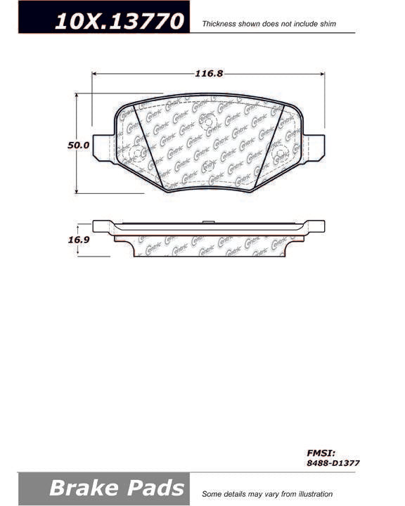 C-Tek Ceramic Brake Pads with Shims  top view frsport 103.13770