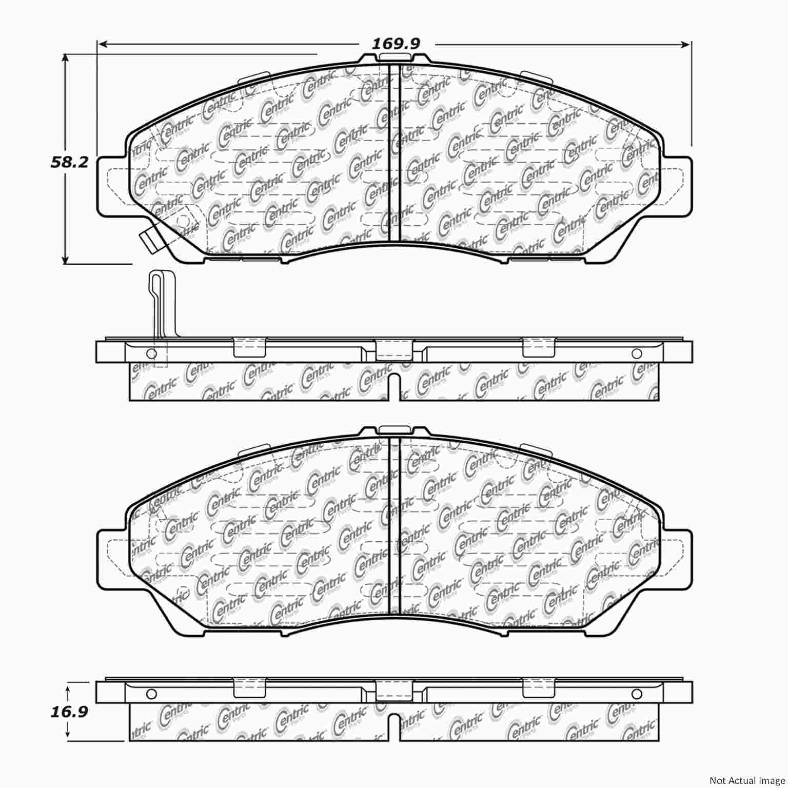 C-Tek Ceramic Brake Pads with Shims  top view frsport 103.13780