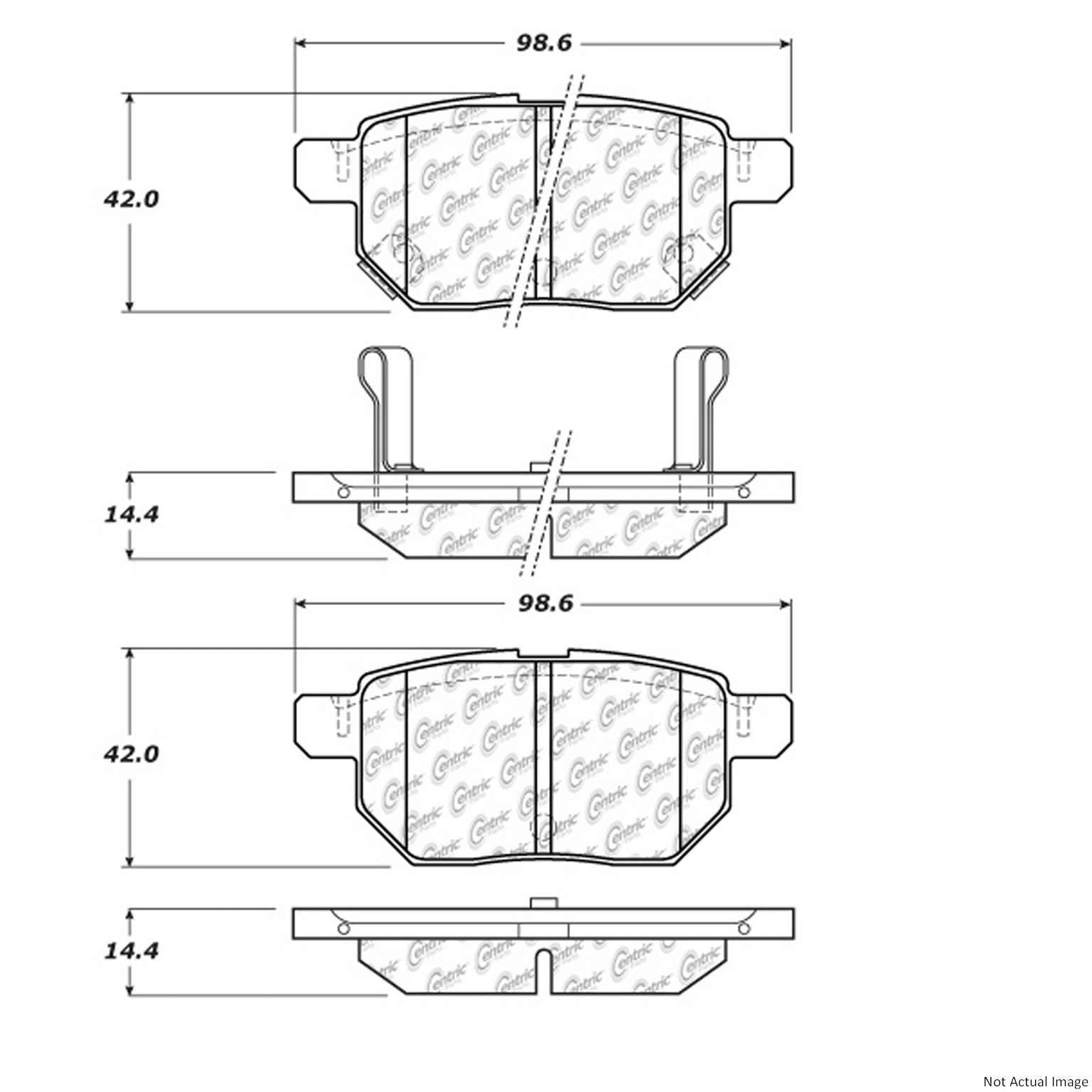 C-Tek Ceramic Brake Pads with Shims  top view frsport 103.14230