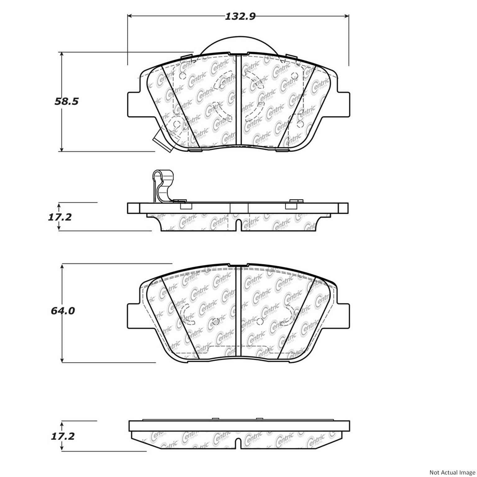 C-Tek Ceramic Brake Pads with Shims  top view frsport 103.14440