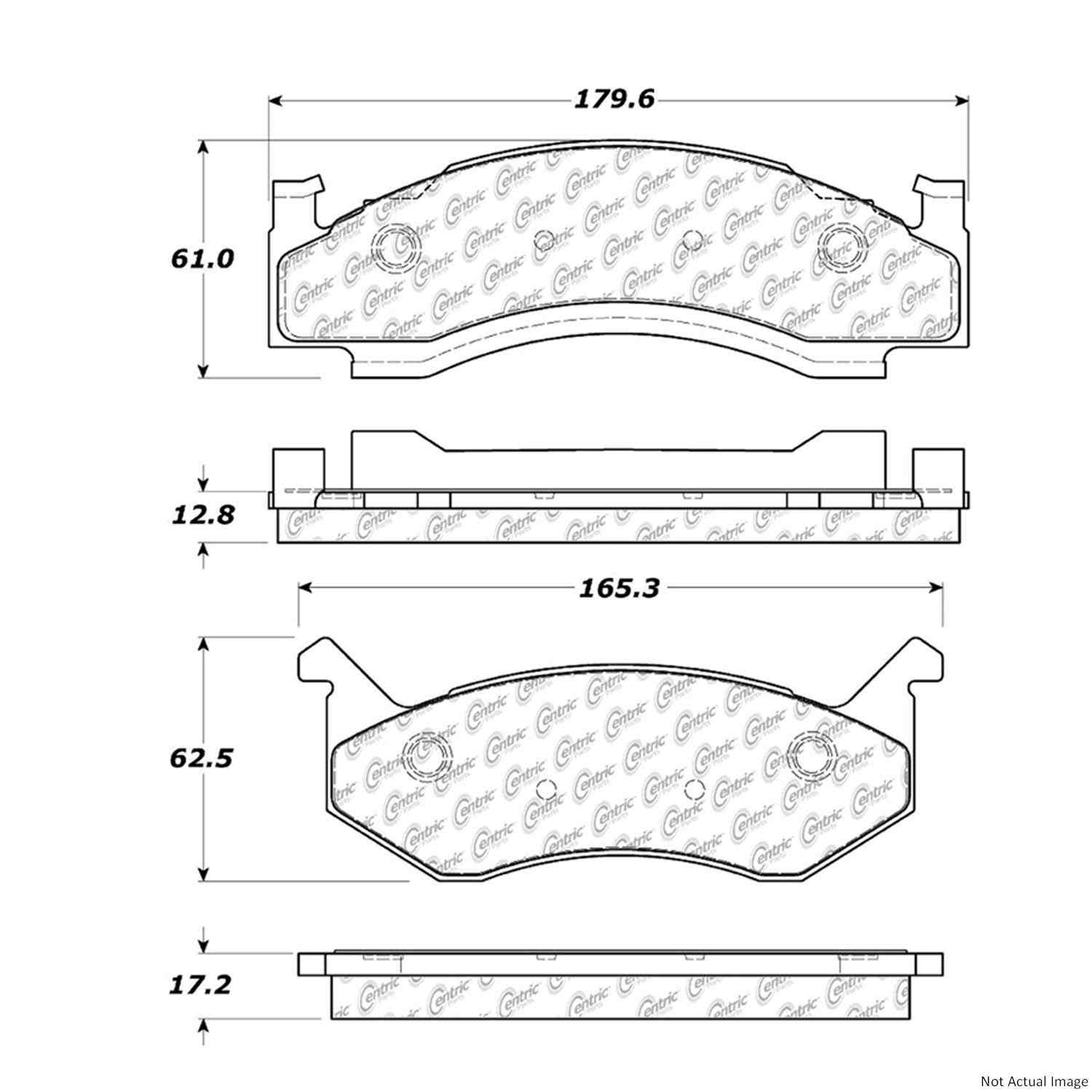 Posi Quiet Semi-Metallic Brake Pads with Hardware  top view frsport 104.01230