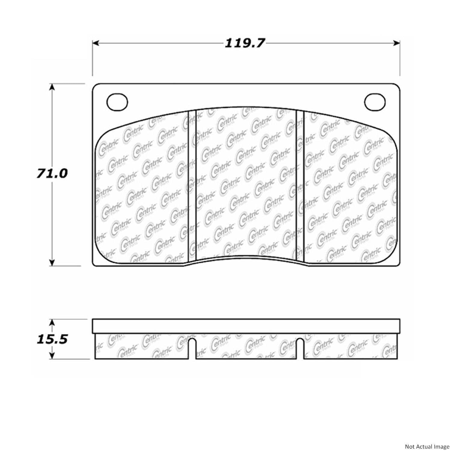 Posi Quiet Semi-Metallic Brake Pads with Hardware  top view frsport 104.01350