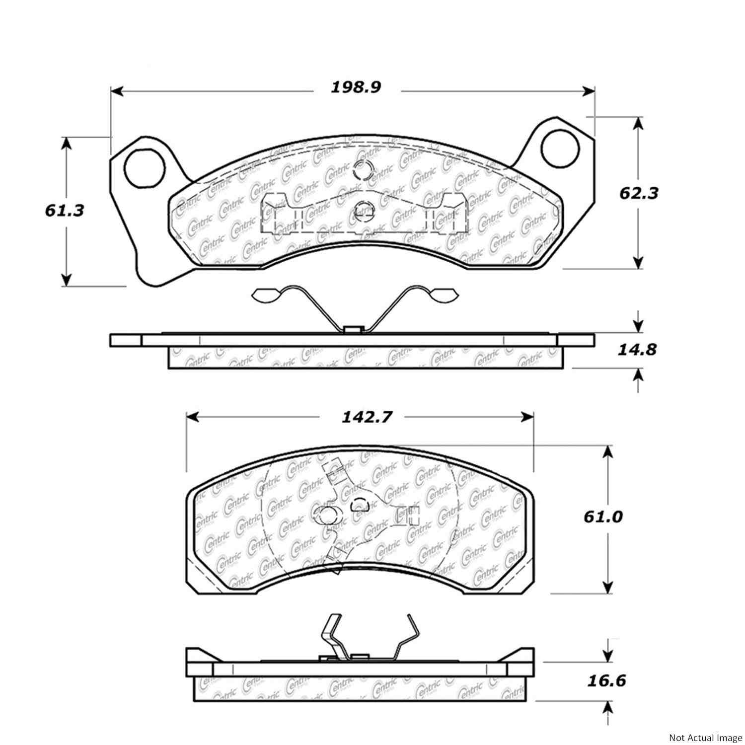 Posi Quiet Semi-Metallic Brake Pads with Hardware  top view frsport 104.02000