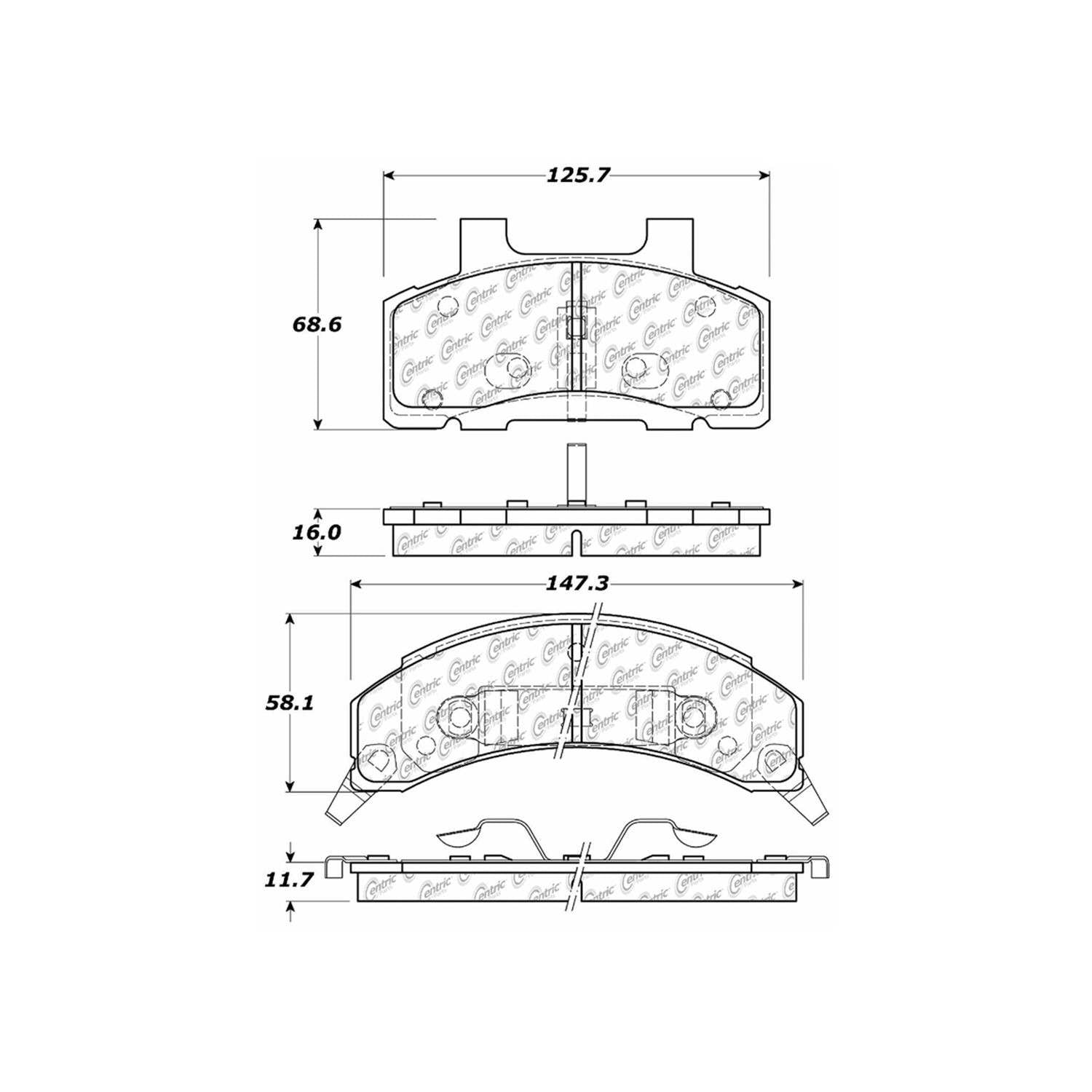 posi quiet semi-metallic brake pads with hardware  frsport 104.02150