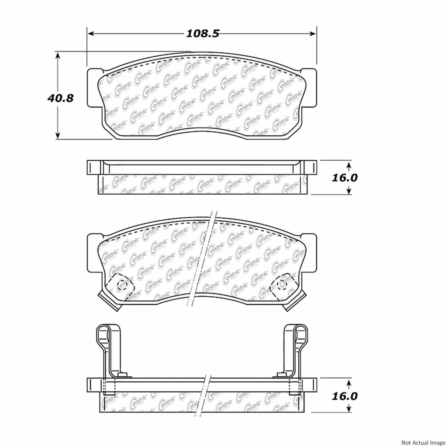 Posi Quiet Semi-Metallic Brake Pads  top view frsport 104.02750