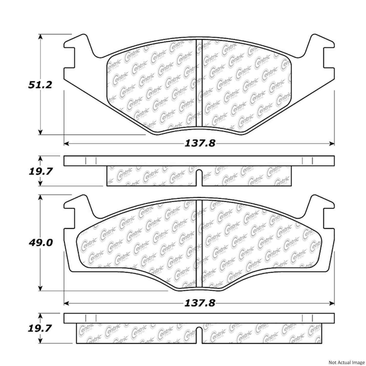 Posi Quiet Semi-Metallic Brake Pads with Hardware  top view frsport 104.02800