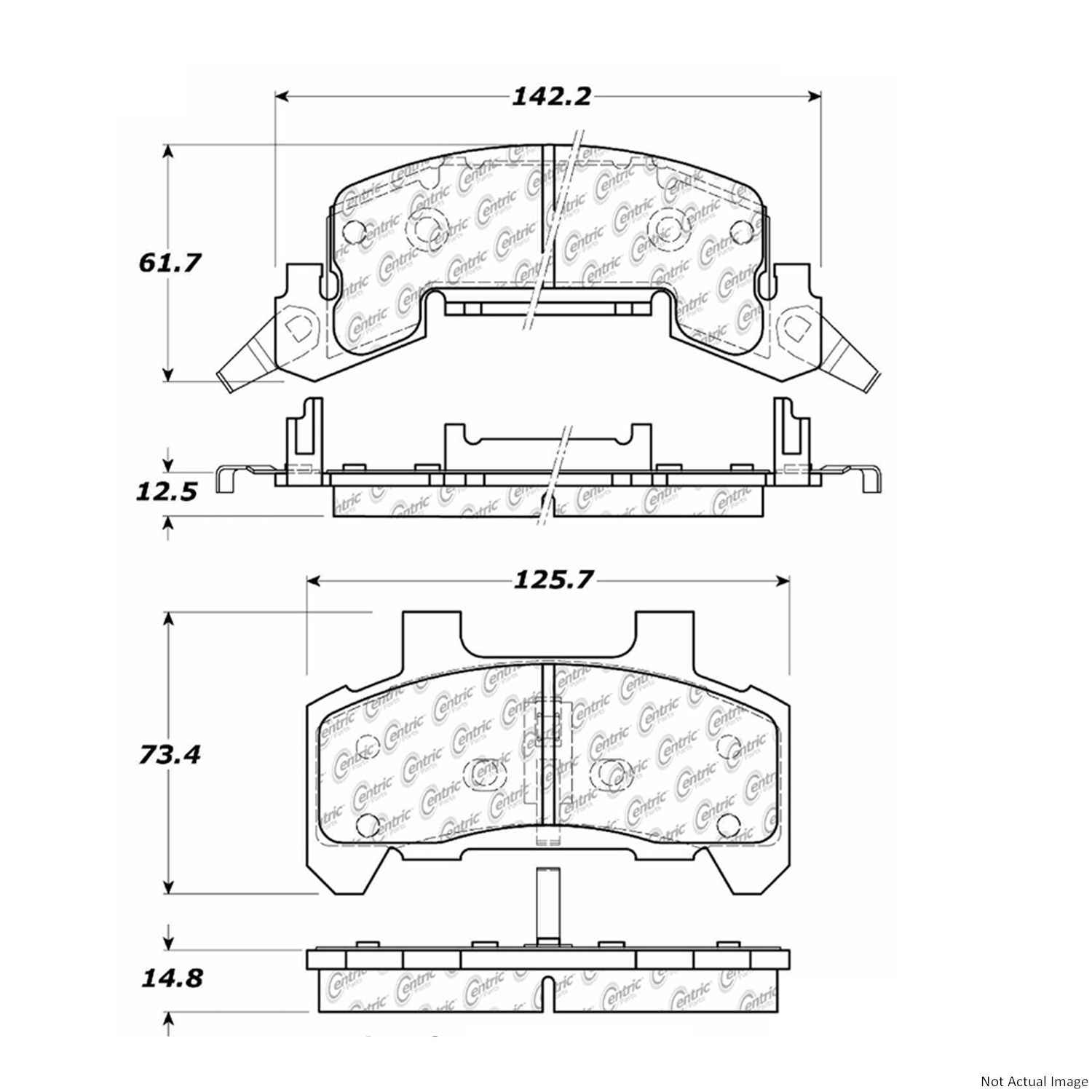 Posi Quiet Semi-Metallic Brake Pads  top view frsport 104.02890