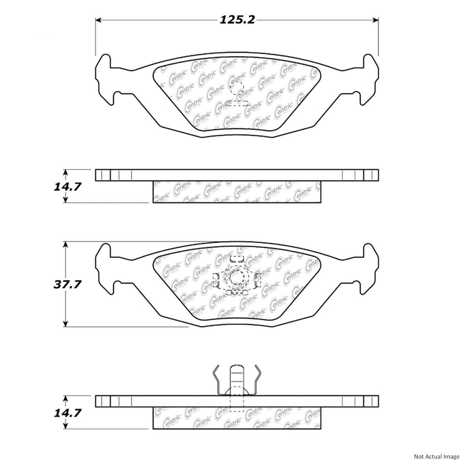 Posi Quiet Semi-Metallic Brake Pads with Hardware  top view frsport 104.03220