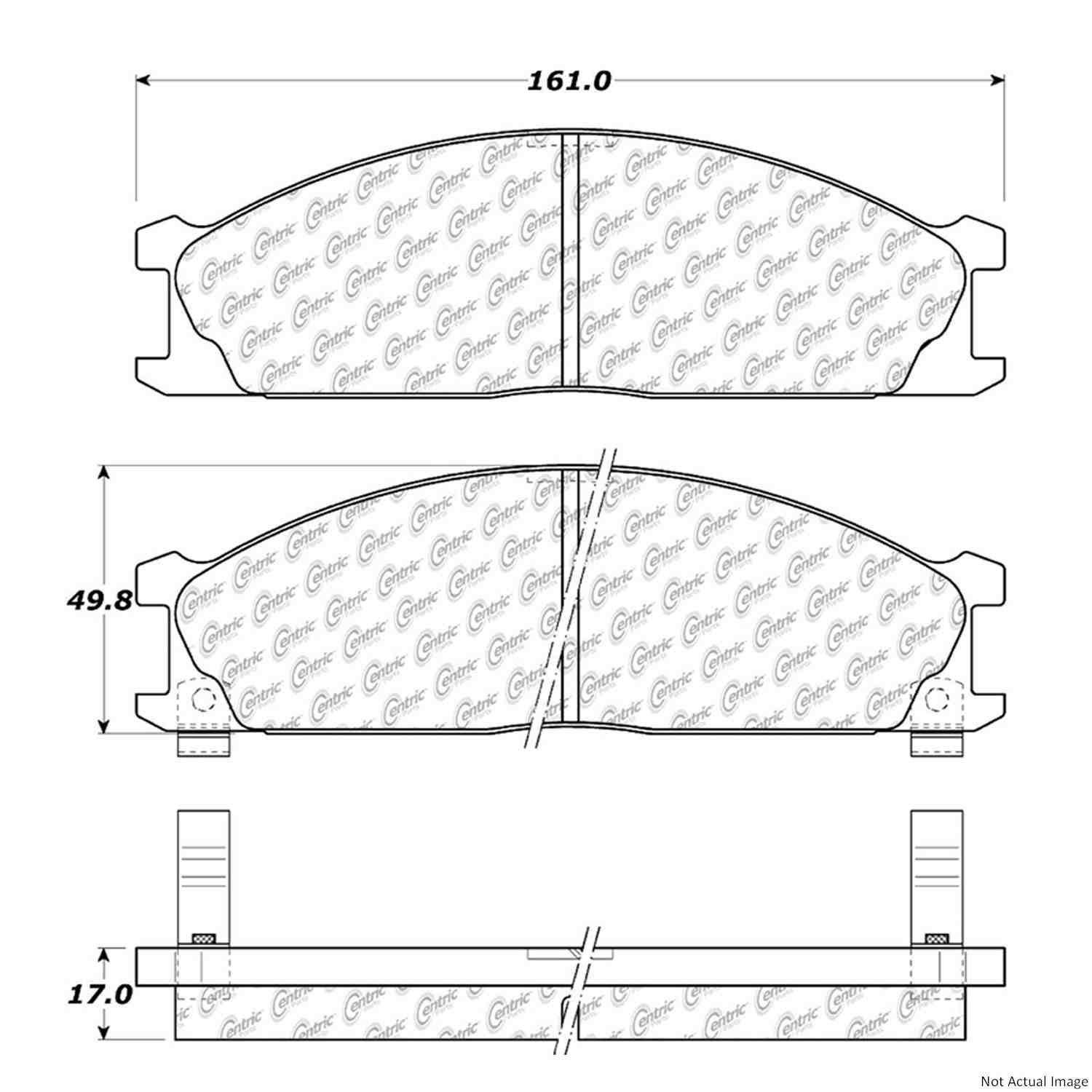 Posi Quiet Semi-Metallic Brake Pads with Hardware  top view frsport 104.03330