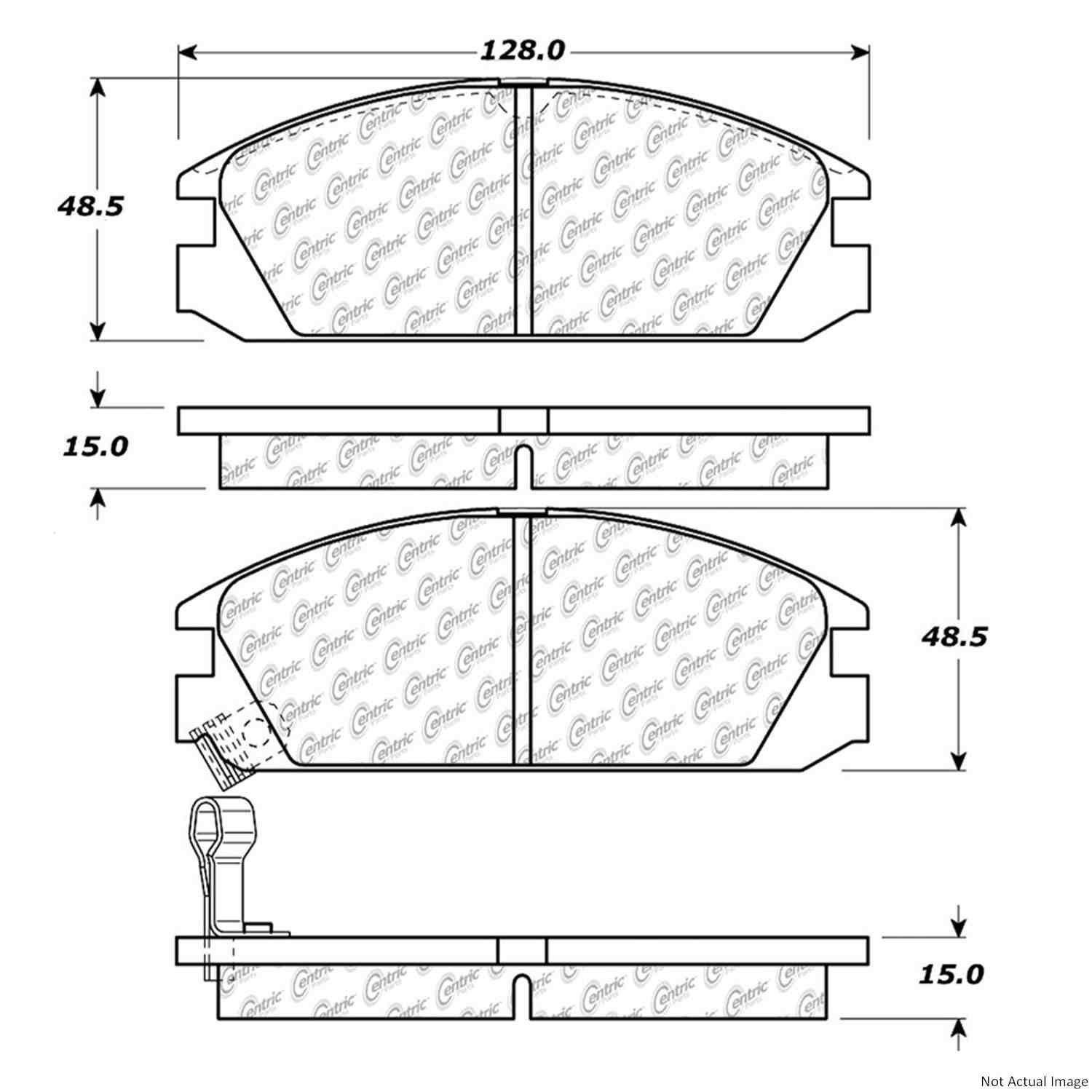 Posi Quiet Semi-Metallic Brake Pads with Hardware  top view frsport 104.03340