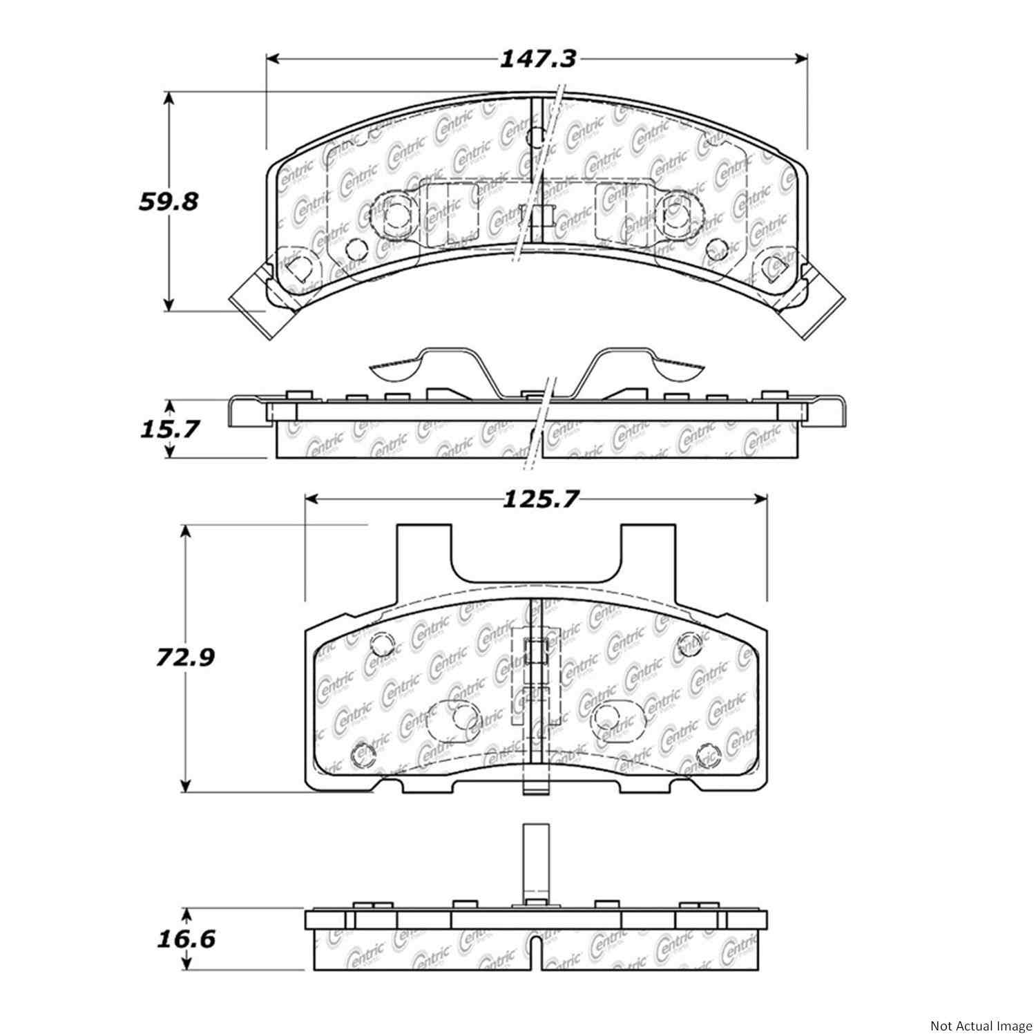 Posi Quiet Semi-Metallic Brake Pads with Hardware  top view frsport 104.03680