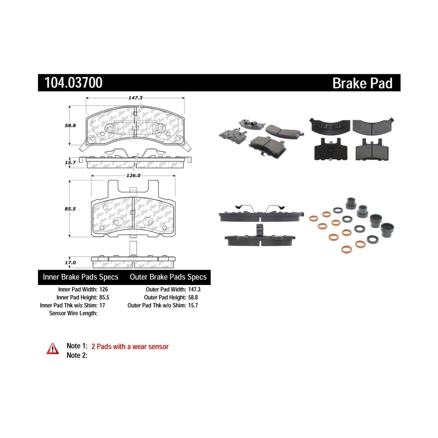 posi quiet semi-metallic brake pads with hardware  frsport 104.03700