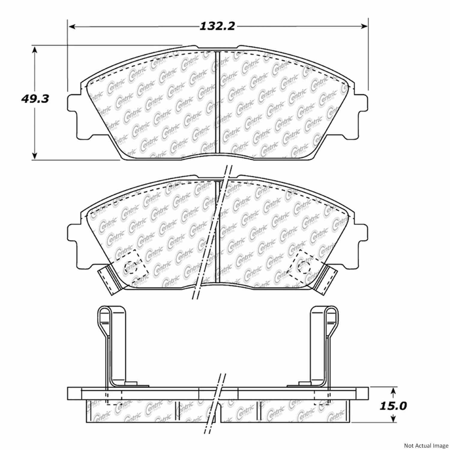 Posi Quiet Semi-Metallic Brake Pads with Hardware  top view frsport 104.03730