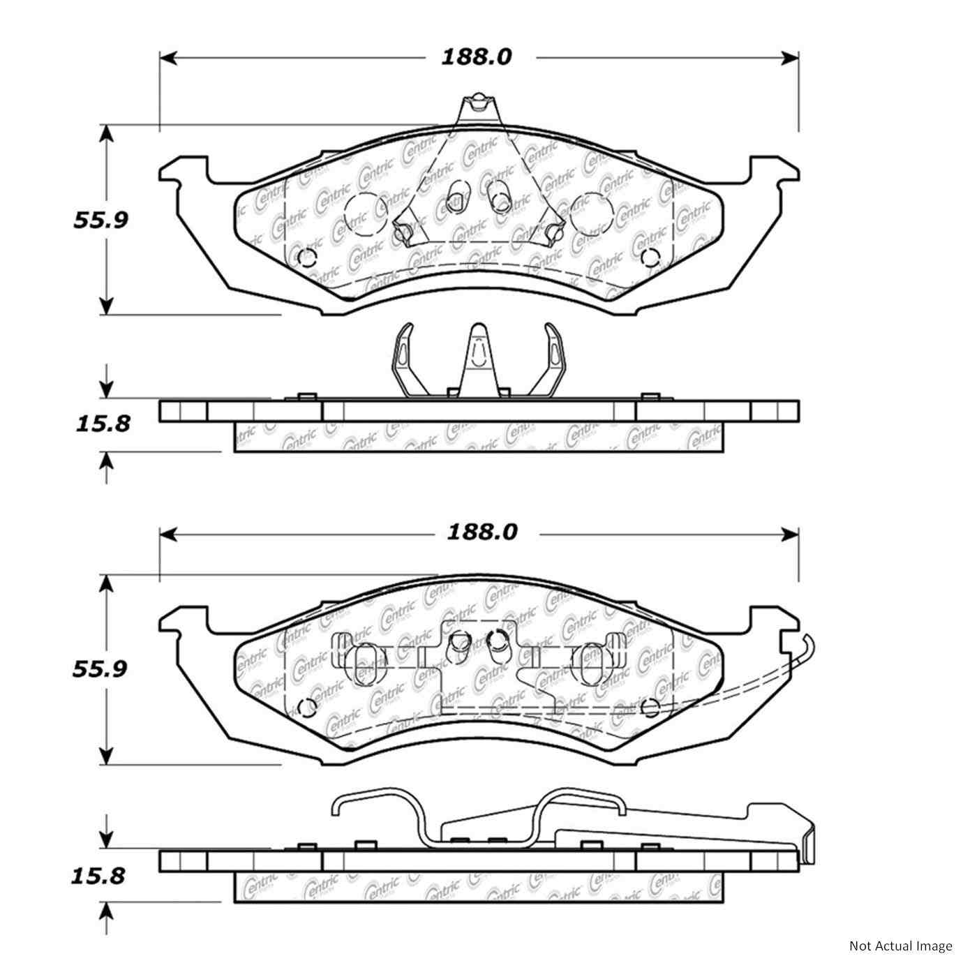 Posi Quiet Semi-Metallic Brake Pads with Hardware  top view frsport 104.04170