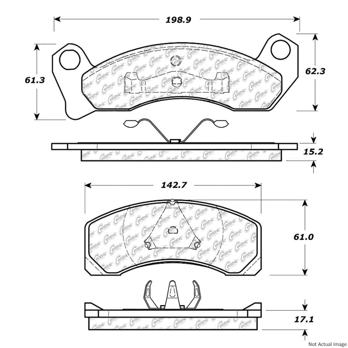 Posi Quiet Semi-Metallic Brake Pads with Hardware  top view frsport 104.04310