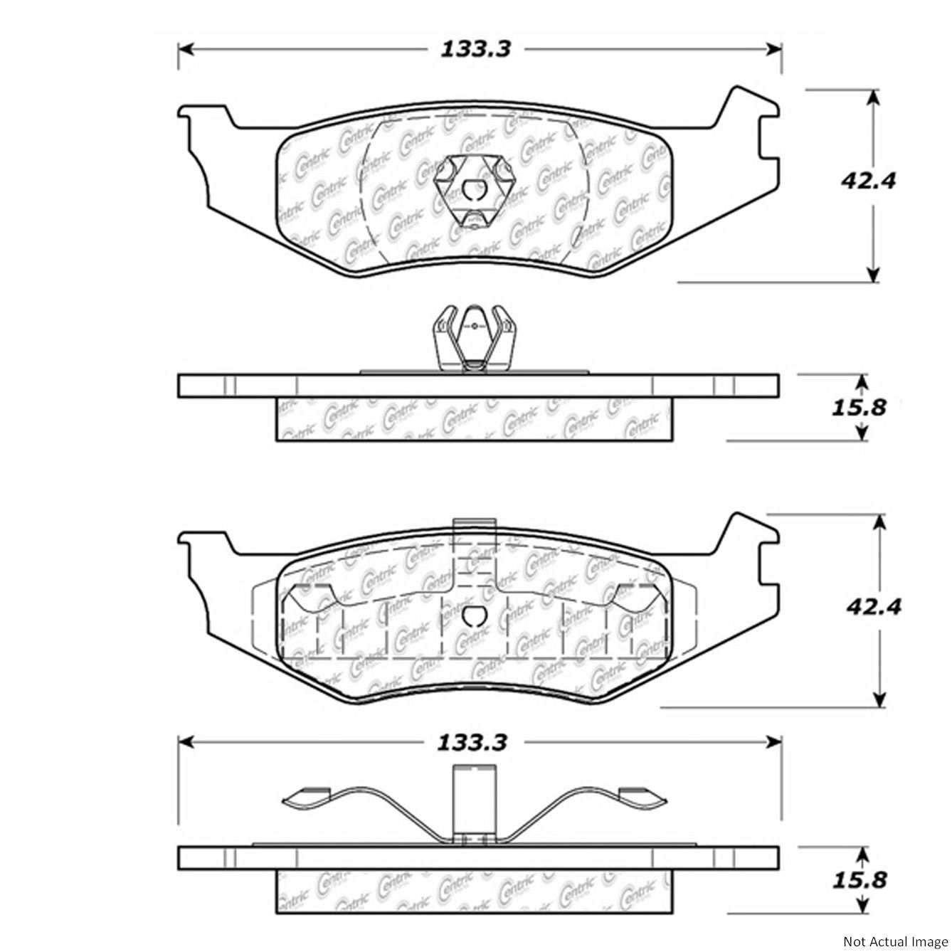 Posi Quiet Semi-Metallic Brake Pads with Hardware  top view frsport 104.05120