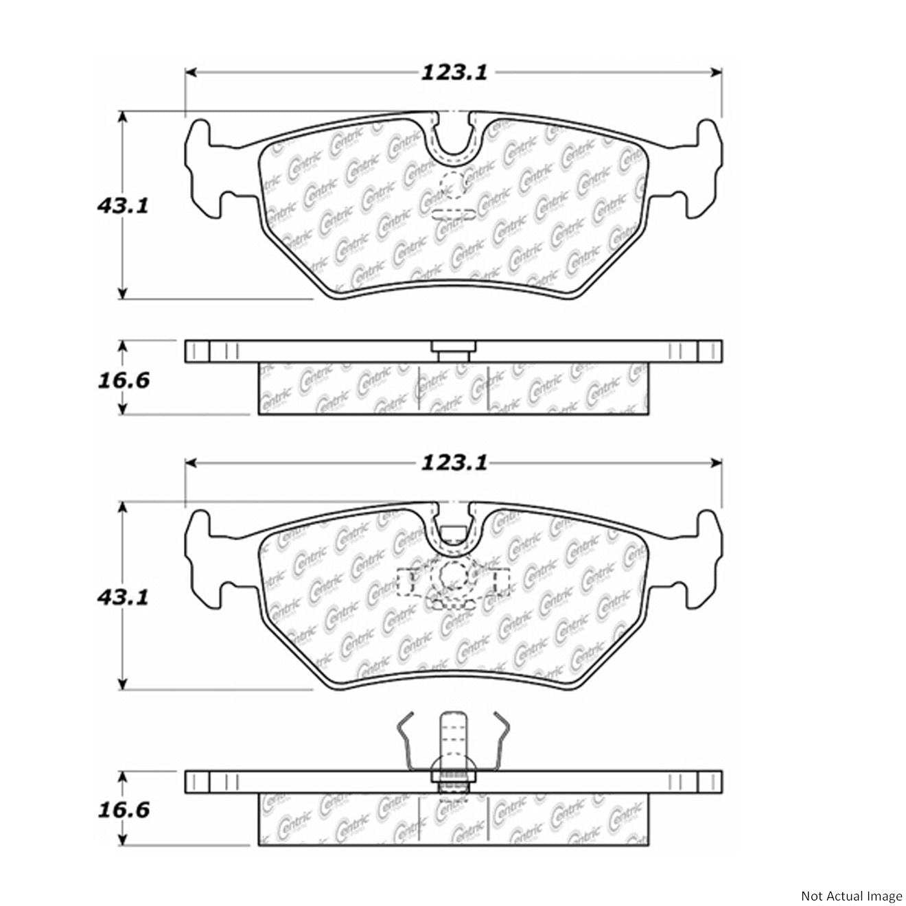 Posi Quiet Semi-Metallic Brake Pads with Hardware  top view frsport 104.05170