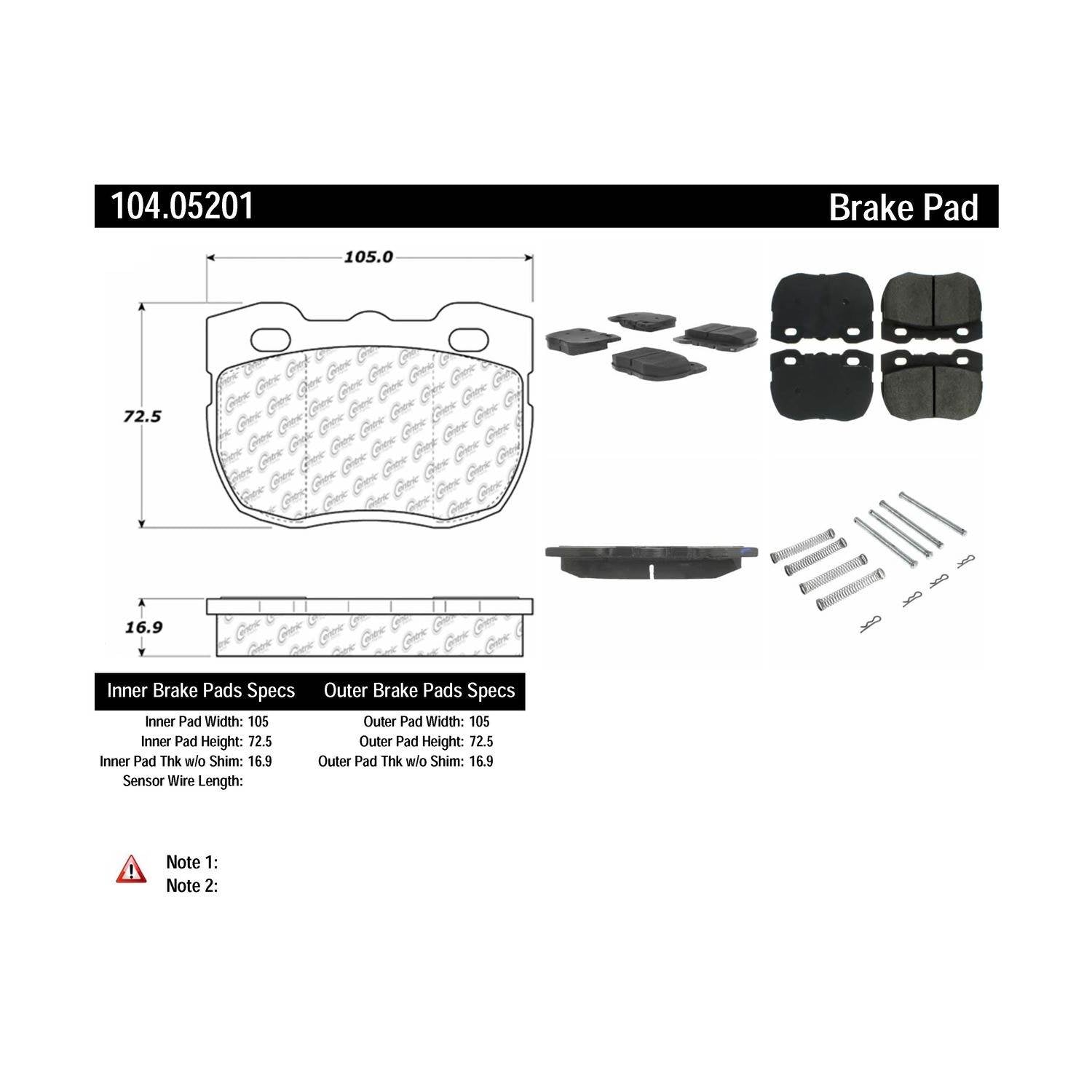 posi quiet semi-metallic brake pads with hardware  frsport 104.05201