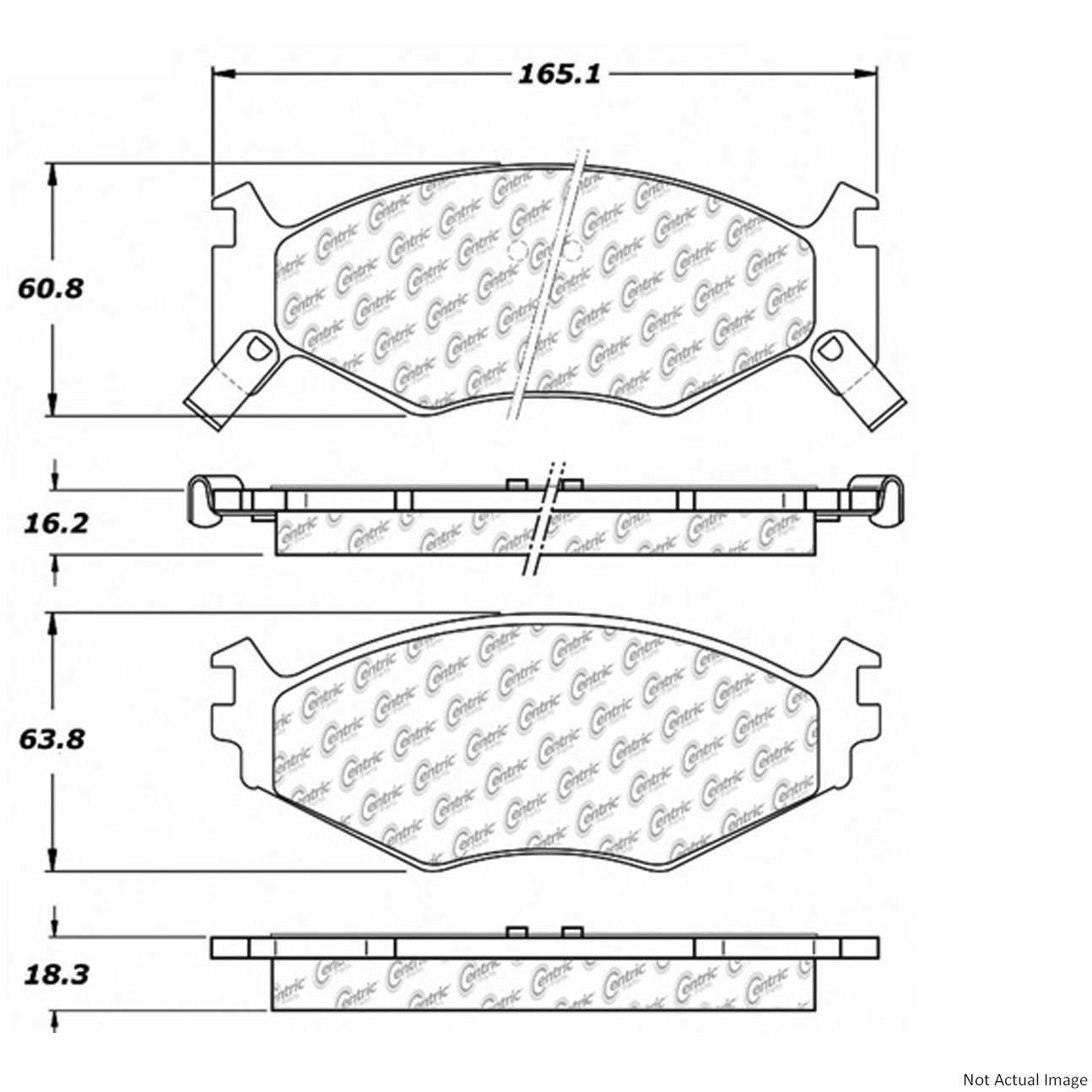 Posi Quiet Semi-Metallic Brake Pads with Hardware  top view frsport 104.05220