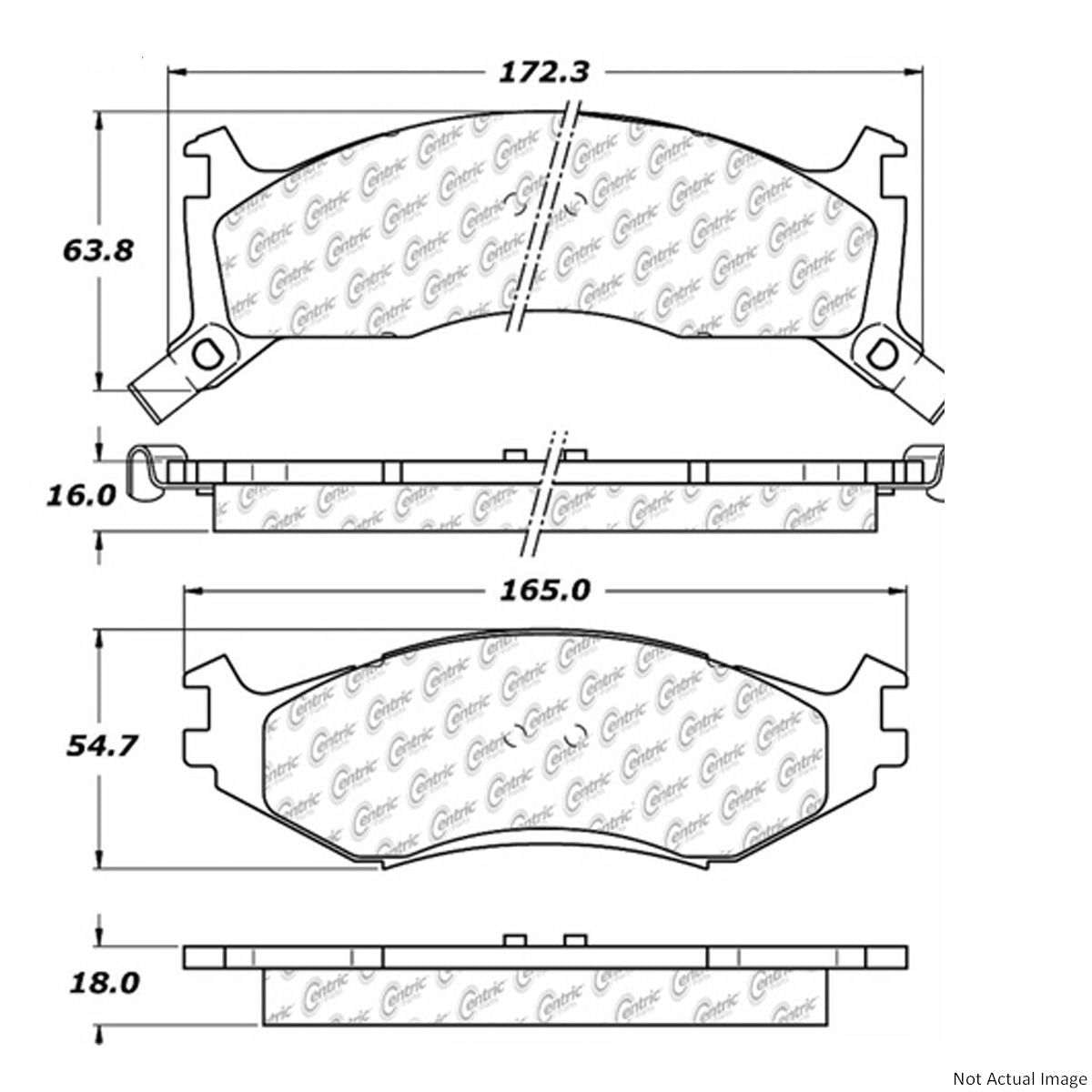 Posi Quiet Semi-Metallic Brake Pads with Hardware  top view frsport 104.05240