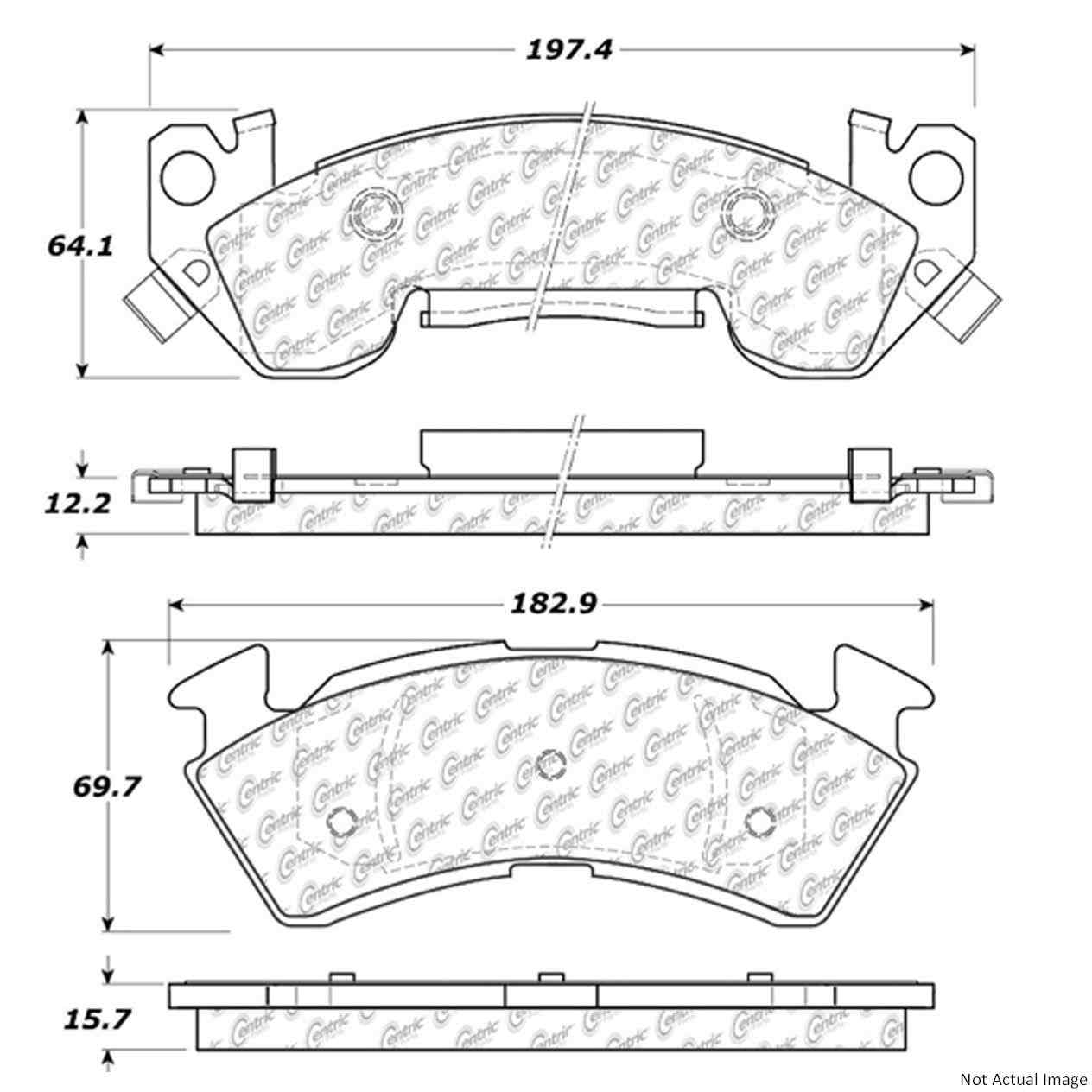 Posi Quiet Semi-Metallic Brake Pads with Hardware  top view frsport 104.06140