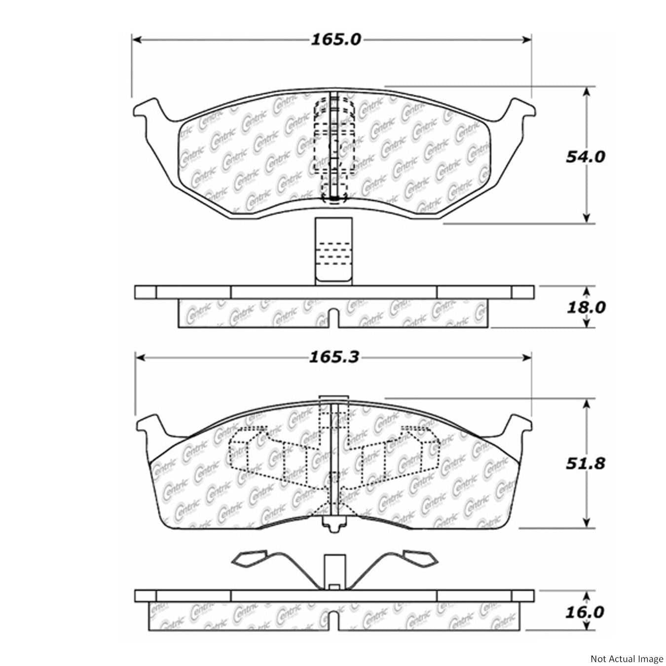 Posi Quiet Semi-Metallic Brake Pads with Hardware  top view frsport 104.06420