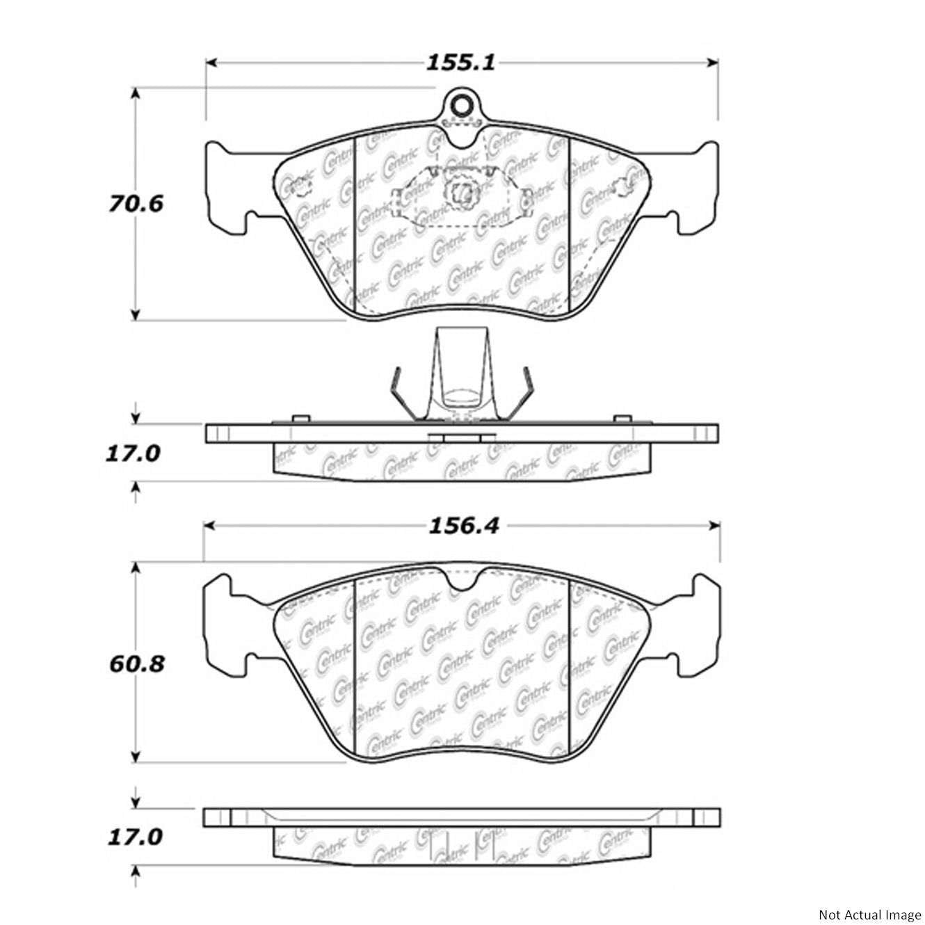 Posi Quiet Semi-Metallic Brake Pads with Hardware  top view frsport 104.06440