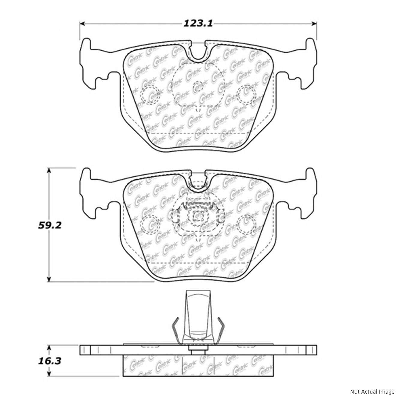 Posi Quiet Semi-Metallic Brake Pads with Hardware  top view frsport 104.06830