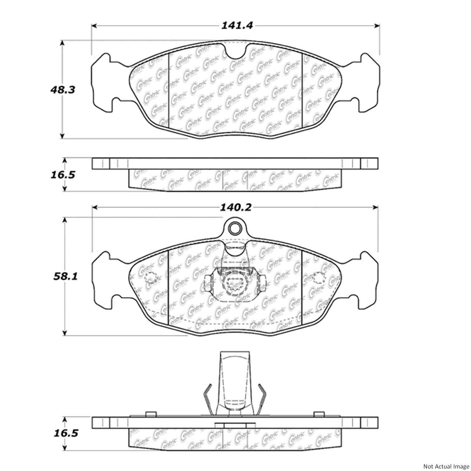 Posi Quiet Semi-Metallic Brake Pads with Hardware  top view frsport 104.06881