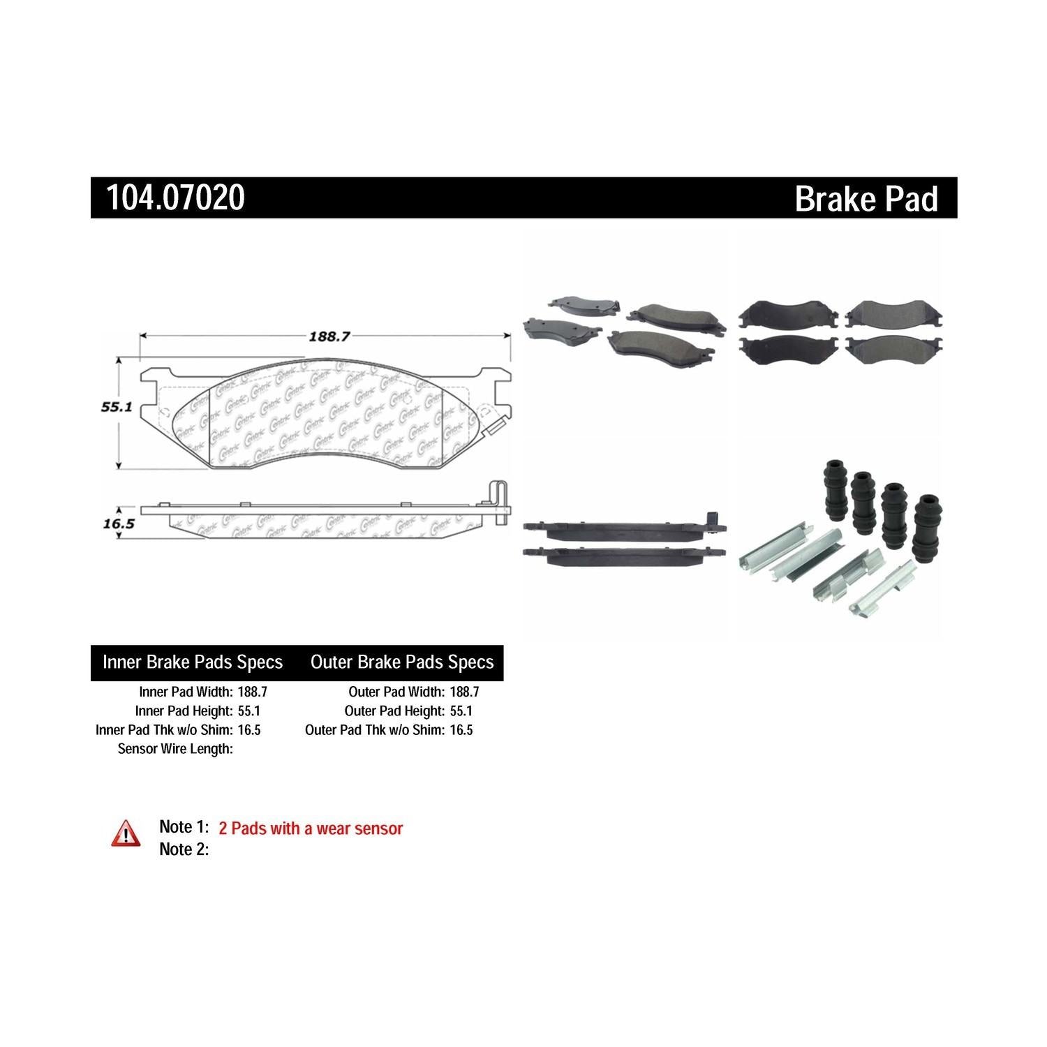 posi quiet semi-metallic brake pads with hardware  frsport 104.07020