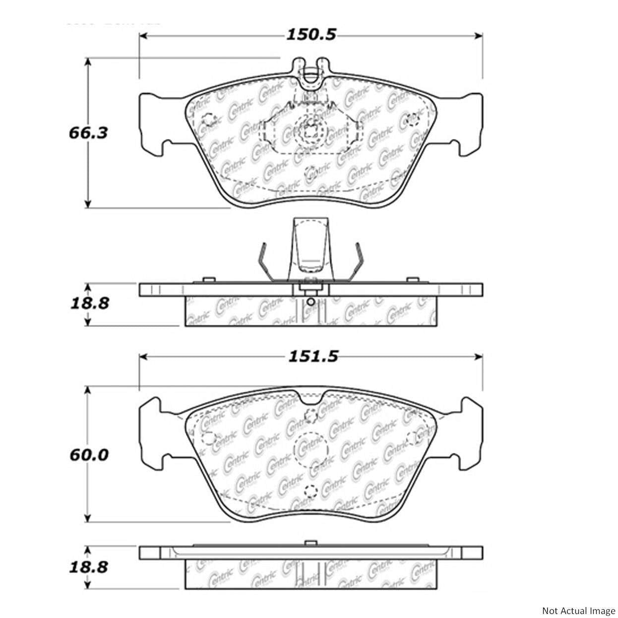 Posi Quiet Semi-Metallic Brake Pads with Hardware  top view frsport 104.07100