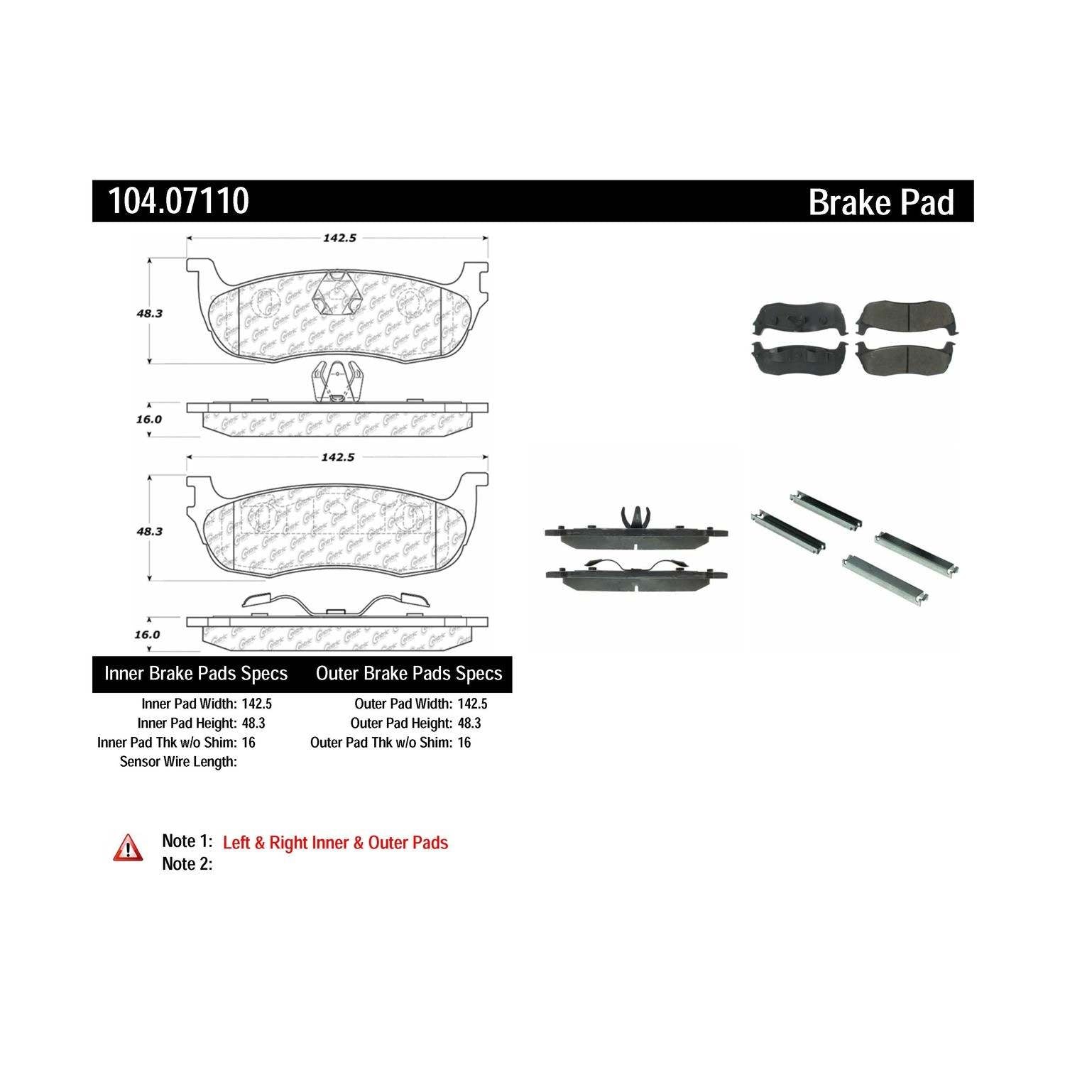 posi quiet semi-metallic brake pads with hardware  frsport 104.07110