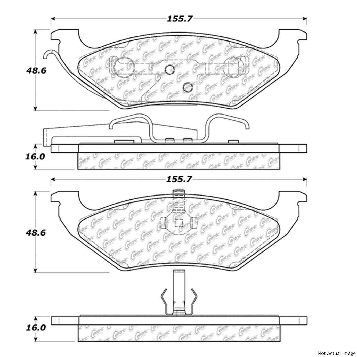 Posi Quiet Semi-Metallic Brake Pads with Hardware  top view frsport 104.07150