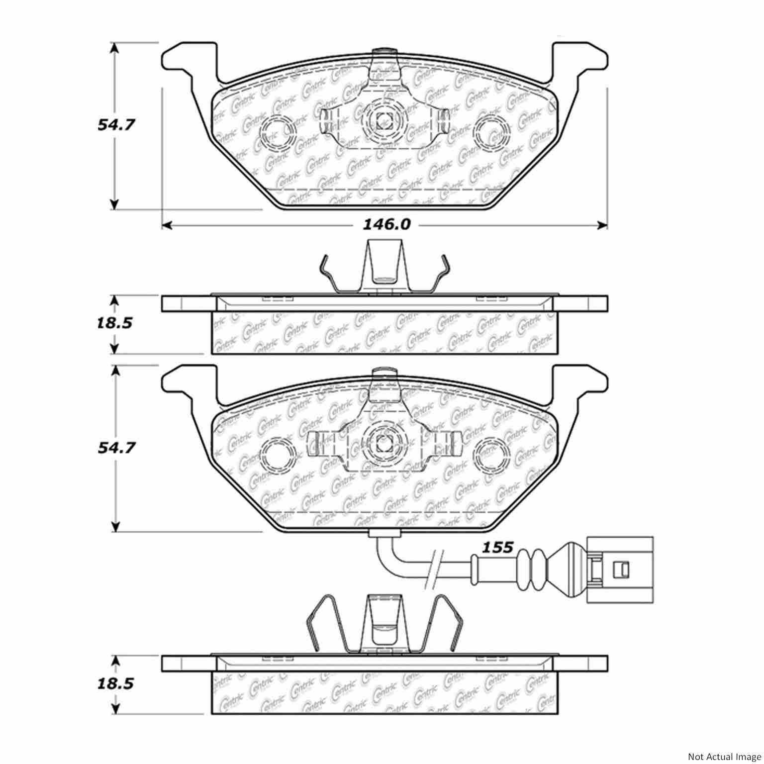 Posi Quiet Semi-Metallic Brake Pads with Hardware  top view frsport 104.07681