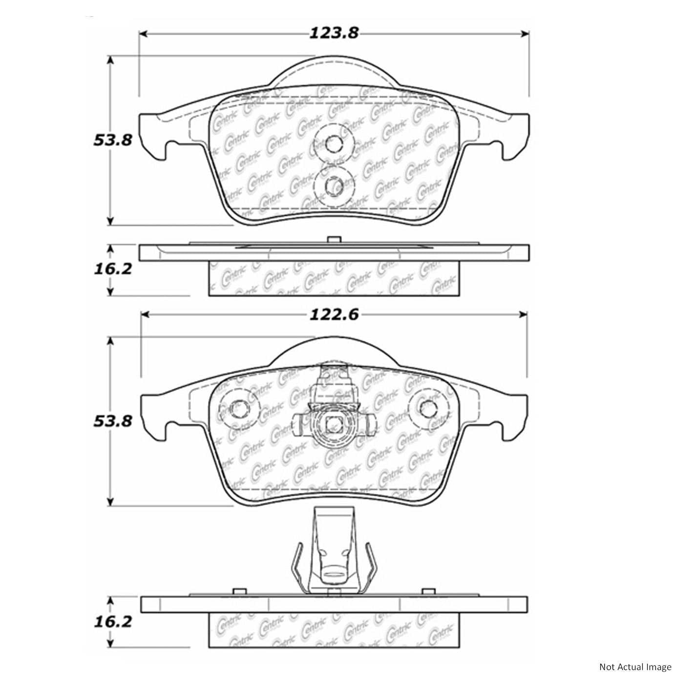 Posi Quiet Semi-Metallic Brake Pads with Hardware  top view frsport 104.07950