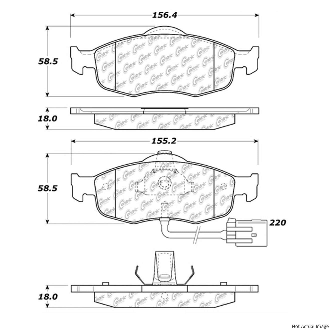 Posi Quiet Semi-Metallic Brake Pads with Hardware  top view frsport 104.08010