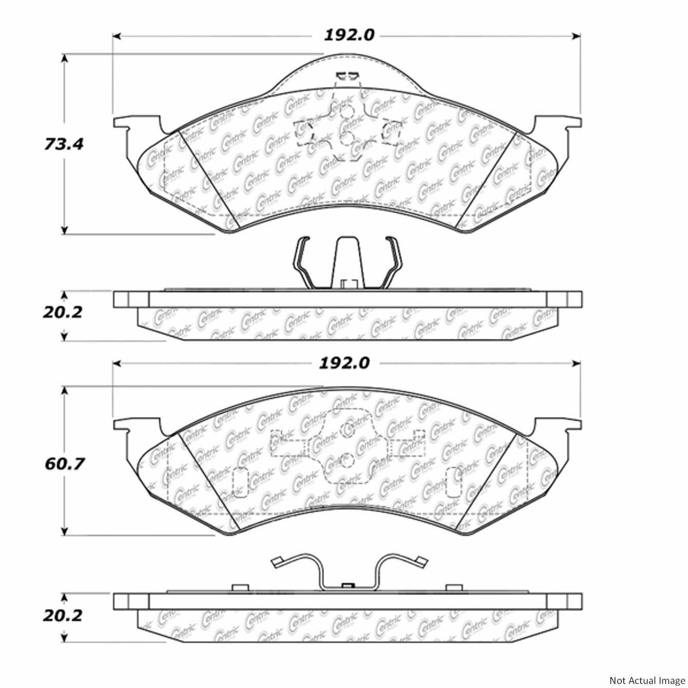 Posi Quiet Semi-Metallic Brake Pads with Hardware  top view frsport 104.08200