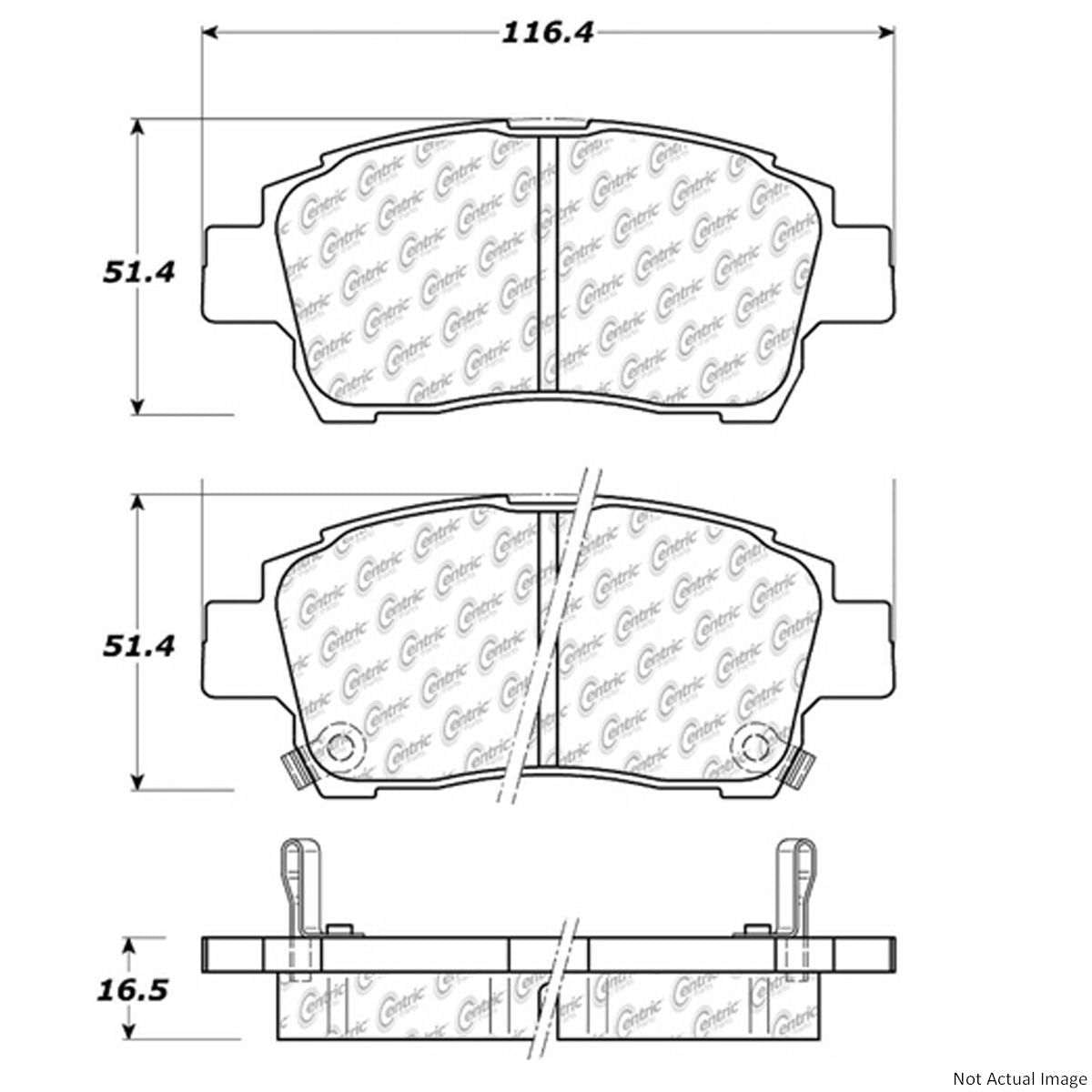 Posi Quiet Semi-Metallic Brake Pads with Hardware  top view frsport 104.08220