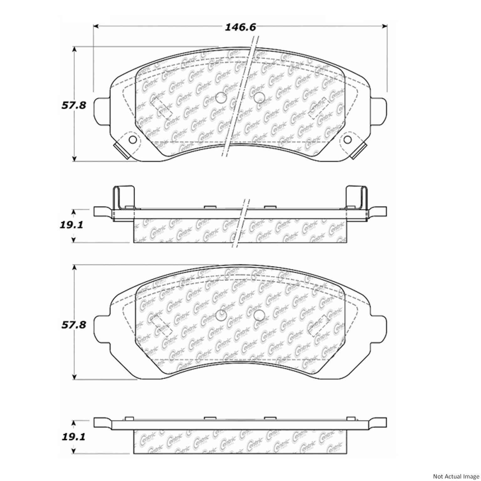 Posi Quiet Semi-Metallic Brake Pads with Hardware  top view frsport 104.08440