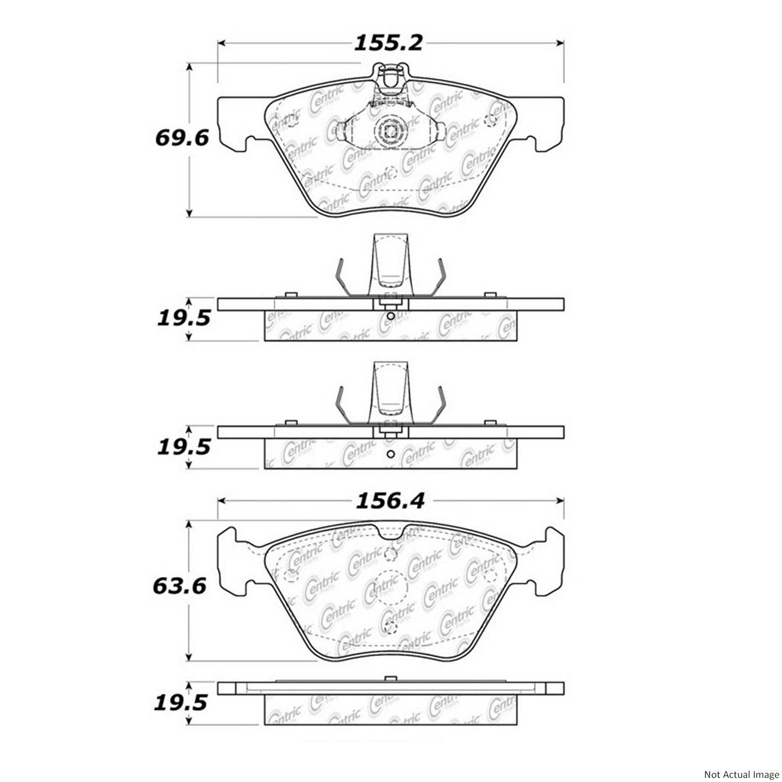 Posi Quiet Semi-Metallic Brake Pads with Hardware  top view frsport 104.08531