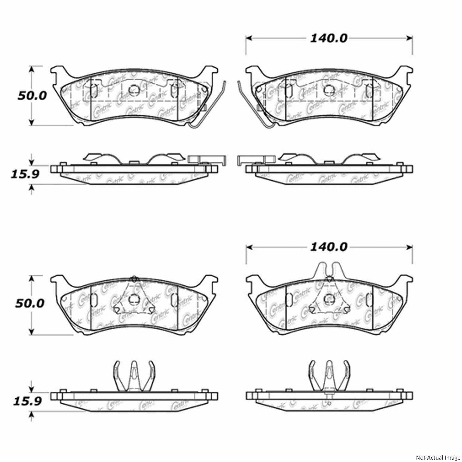 Posi Quiet Semi-Metallic Brake Pads with Hardware  top view frsport 104.08750