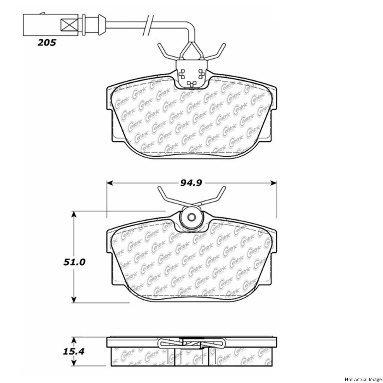 Posi Quiet Semi-Metallic Brake Pads with Hardware  top view frsport 104.08771