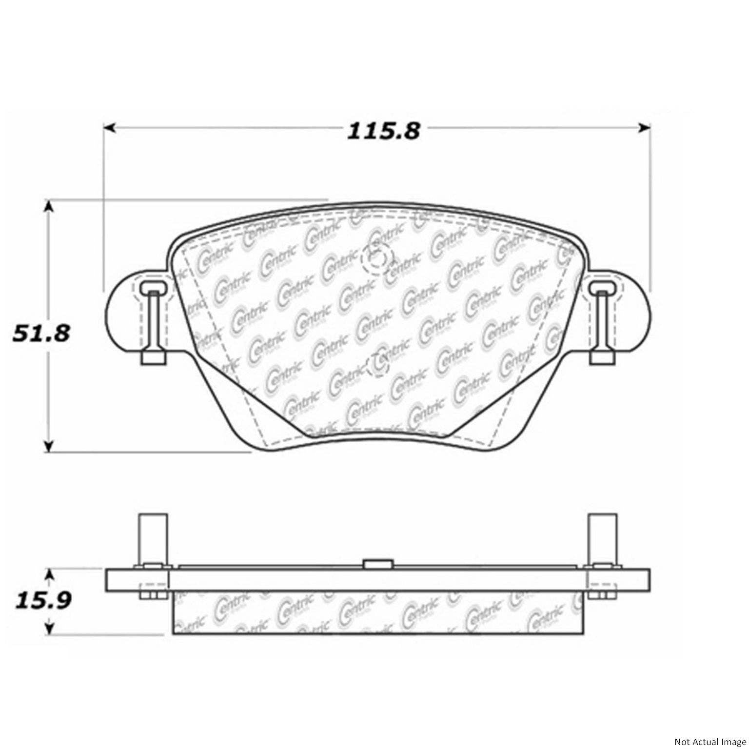 Posi Quiet Semi-Metallic Brake Pads  top view frsport 104.09110