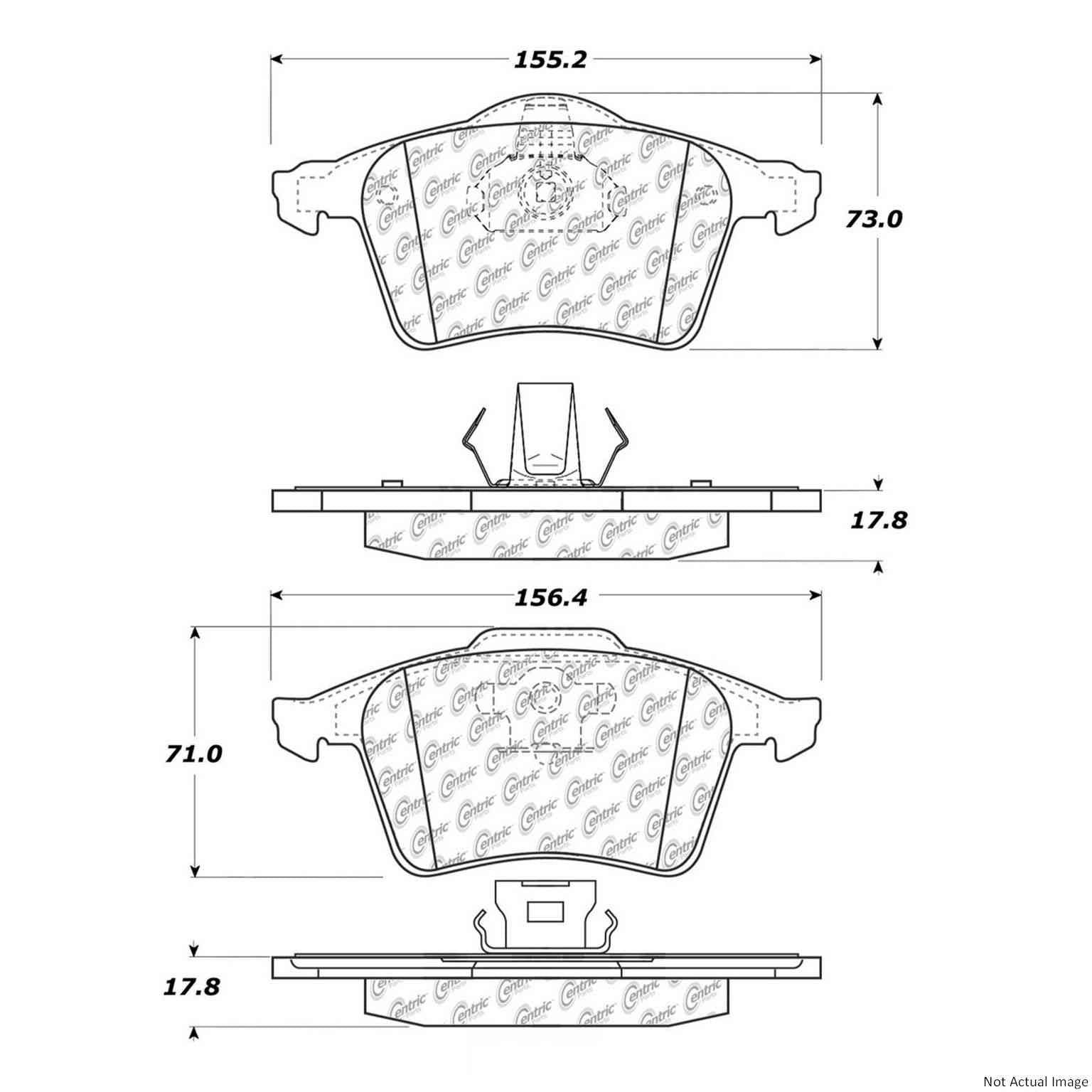 Posi Quiet Semi-Metallic Brake Pads with Hardware  top view frsport 104.09152