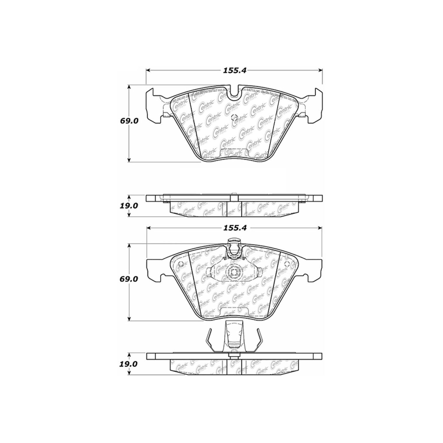 posi quiet semi-metallic brake pads with hardware  frsport 104.09181