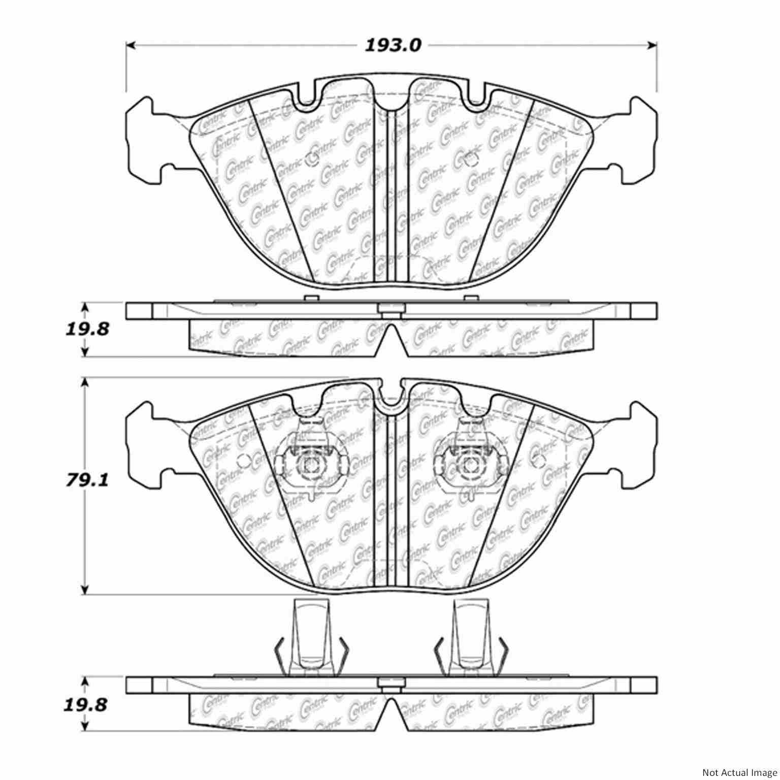 Posi Quiet Semi-Metallic Brake Pads with Hardware  top view frsport 104.09200