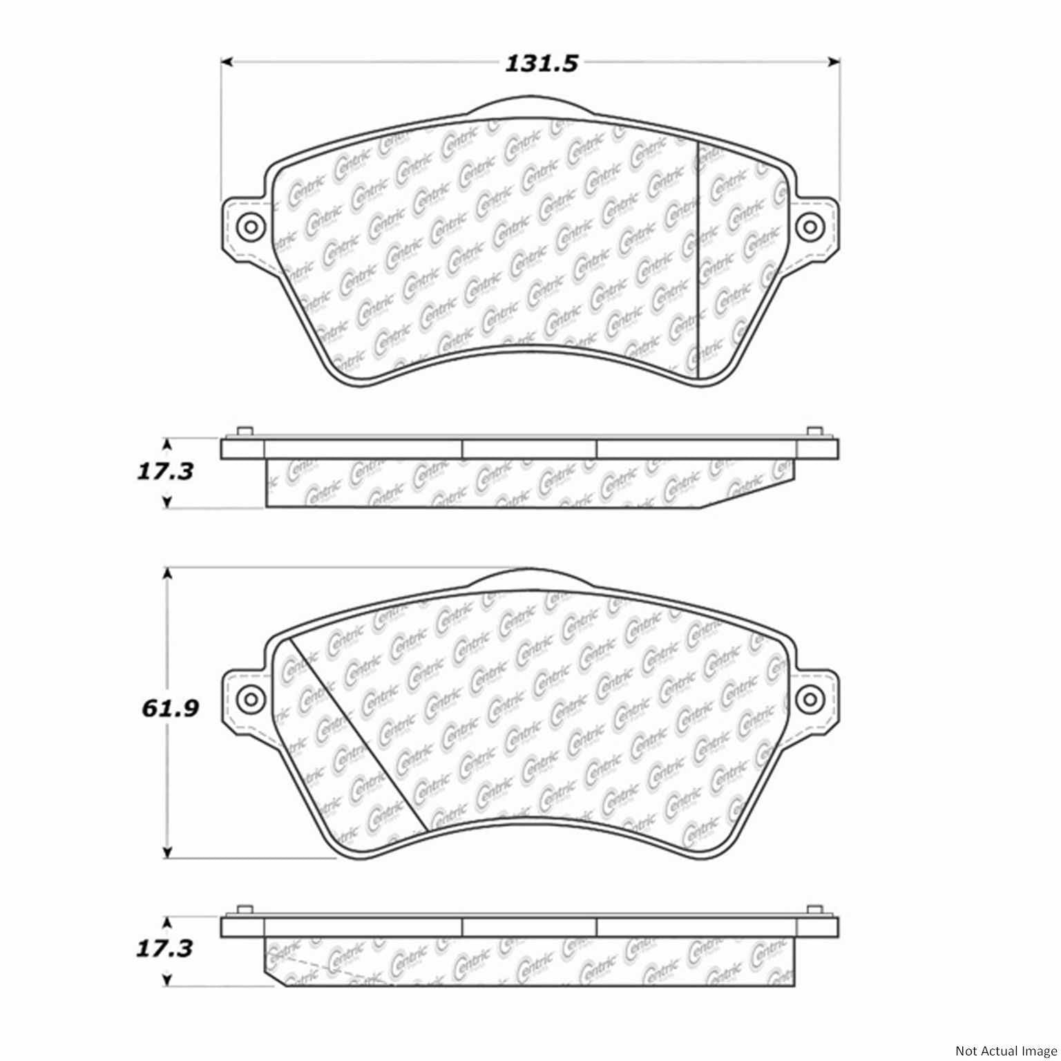 Posi Quiet Semi-Metallic Brake Pads with Hardware  top view frsport 104.09260