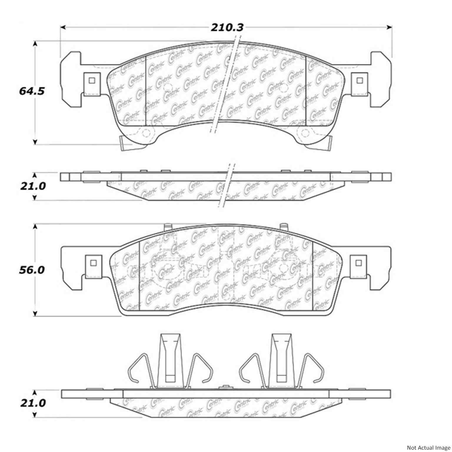 Posi Quiet Semi-Metallic Brake Pads with Hardware  top view frsport 104.09340