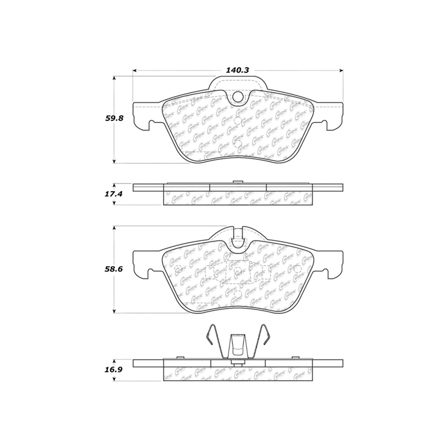 posi quiet semi-metallic brake pads with hardware  frsport 104.09390