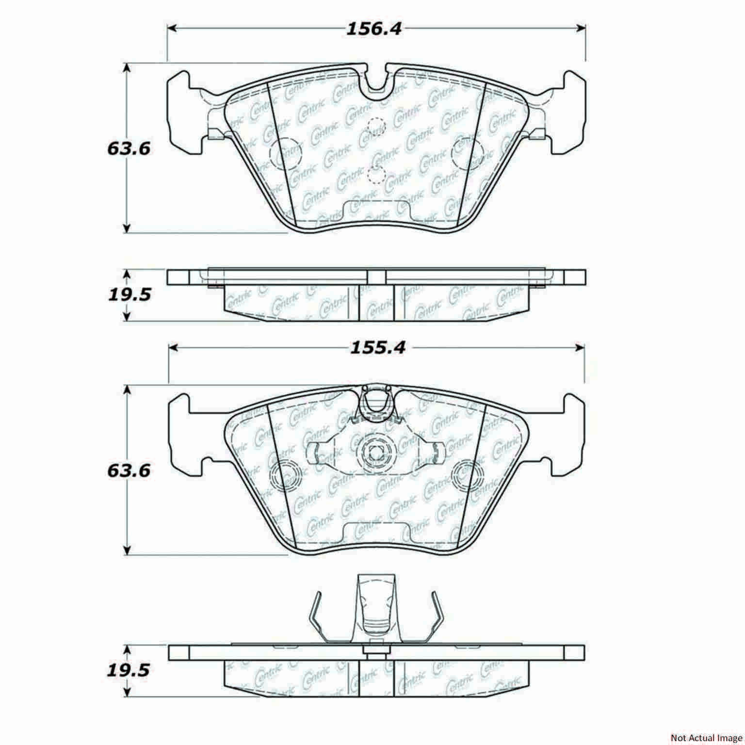 Posi Quiet Semi-Metallic Brake Pads with Hardware  top view frsport 104.09470